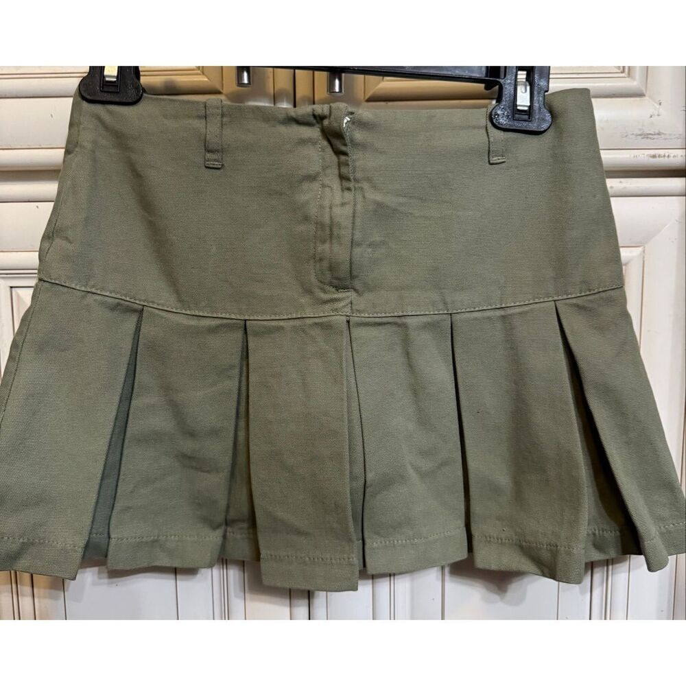 Zara Girls Pleated Zip Fly Mini Skirt Green Size 11-12